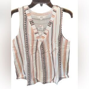 MINE by Anthropology Women's Sleeveless Top - White and Tan Stripes